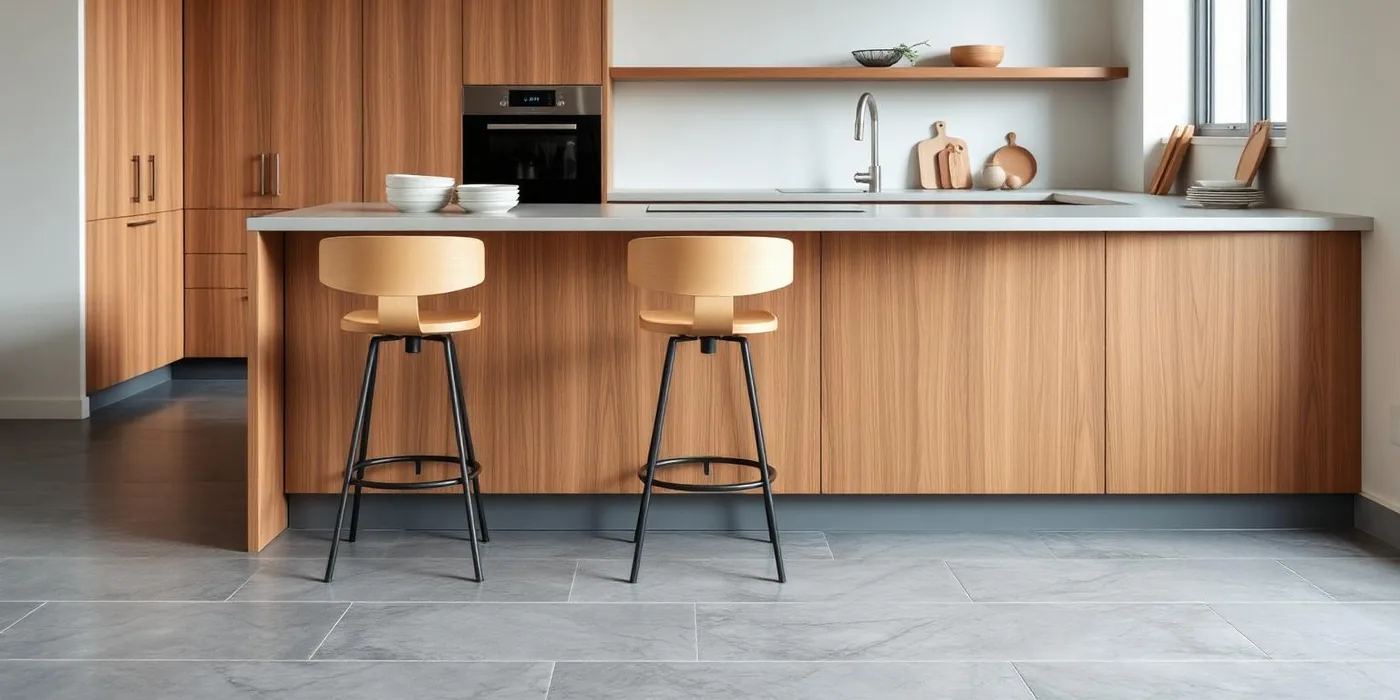 Modern kitchen with beautiful flooring